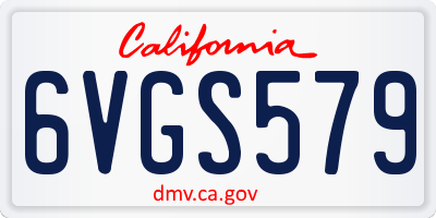 CA license plate 6VGS579