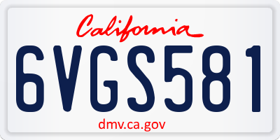 CA license plate 6VGS581