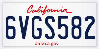 CA license plate 6VGS582