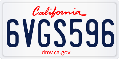 CA license plate 6VGS596