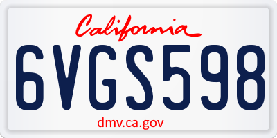 CA license plate 6VGS598