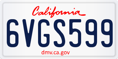 CA license plate 6VGS599