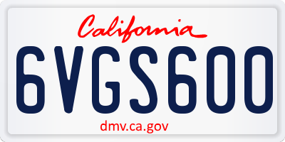 CA license plate 6VGS600