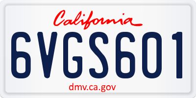 CA license plate 6VGS601