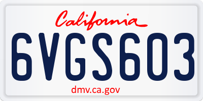 CA license plate 6VGS603