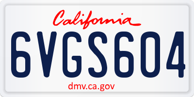 CA license plate 6VGS604