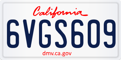 CA license plate 6VGS609