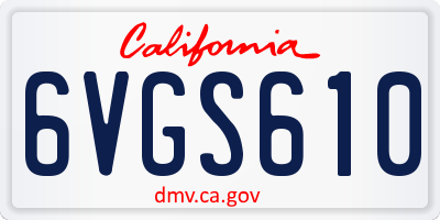 CA license plate 6VGS610