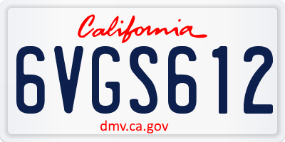 CA license plate 6VGS612