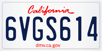 CA license plate 6VGS614