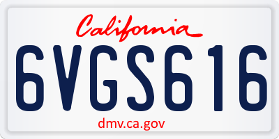 CA license plate 6VGS616