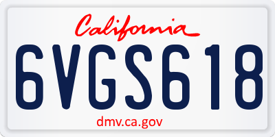 CA license plate 6VGS618