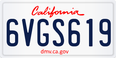 CA license plate 6VGS619