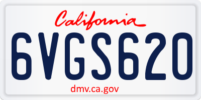 CA license plate 6VGS620