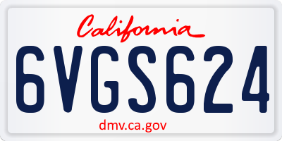 CA license plate 6VGS624