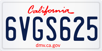 CA license plate 6VGS625