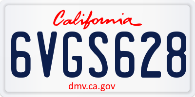 CA license plate 6VGS628