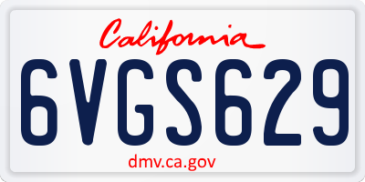 CA license plate 6VGS629