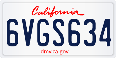 CA license plate 6VGS634