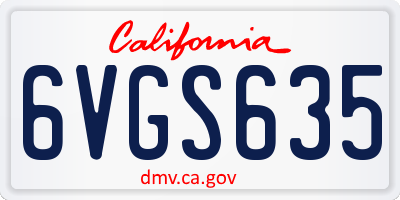 CA license plate 6VGS635