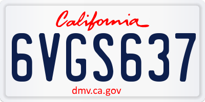 CA license plate 6VGS637