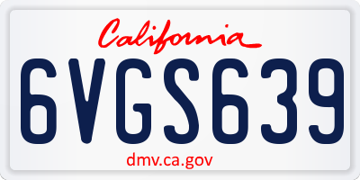 CA license plate 6VGS639