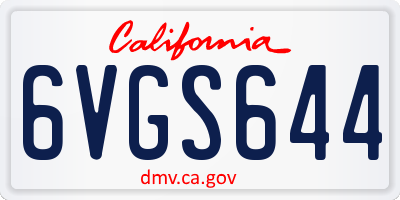 CA license plate 6VGS644