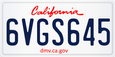 CA license plate 6VGS645