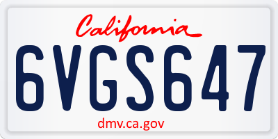 CA license plate 6VGS647