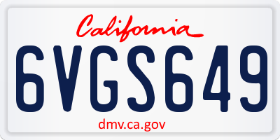 CA license plate 6VGS649