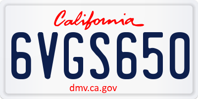 CA license plate 6VGS650