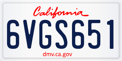 CA license plate 6VGS651