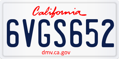 CA license plate 6VGS652