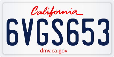 CA license plate 6VGS653