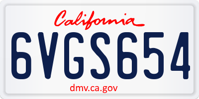 CA license plate 6VGS654