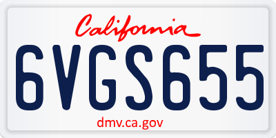 CA license plate 6VGS655
