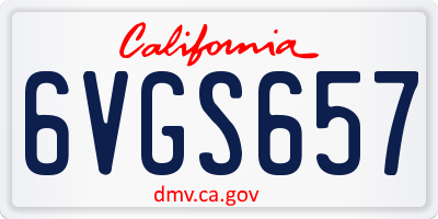 CA license plate 6VGS657