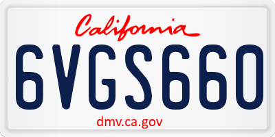 CA license plate 6VGS660