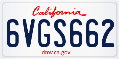 CA license plate 6VGS662
