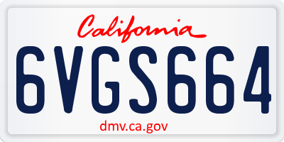 CA license plate 6VGS664