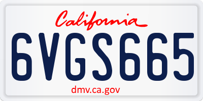 CA license plate 6VGS665
