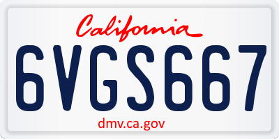 CA license plate 6VGS667