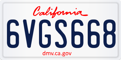 CA license plate 6VGS668