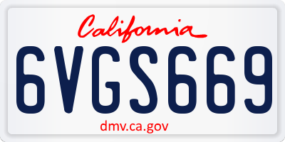 CA license plate 6VGS669