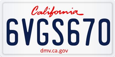 CA license plate 6VGS670
