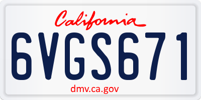CA license plate 6VGS671