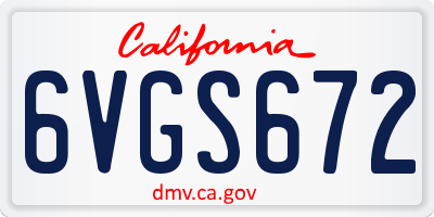 CA license plate 6VGS672