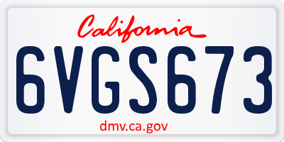 CA license plate 6VGS673