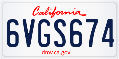 CA license plate 6VGS674