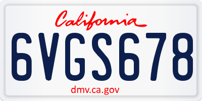 CA license plate 6VGS678